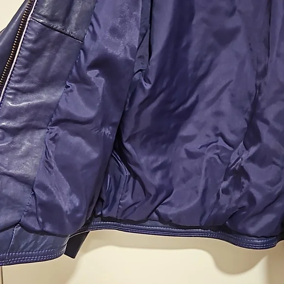 WILSON'S LEATHER Purple bomber biker moto jacket pockets lined  great color! - Picture 3 of 16